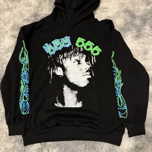 Sp5der Other - Spider x Juice Wrld Sp5der 999 555 Angel Number Black Men’s Large Hoodie